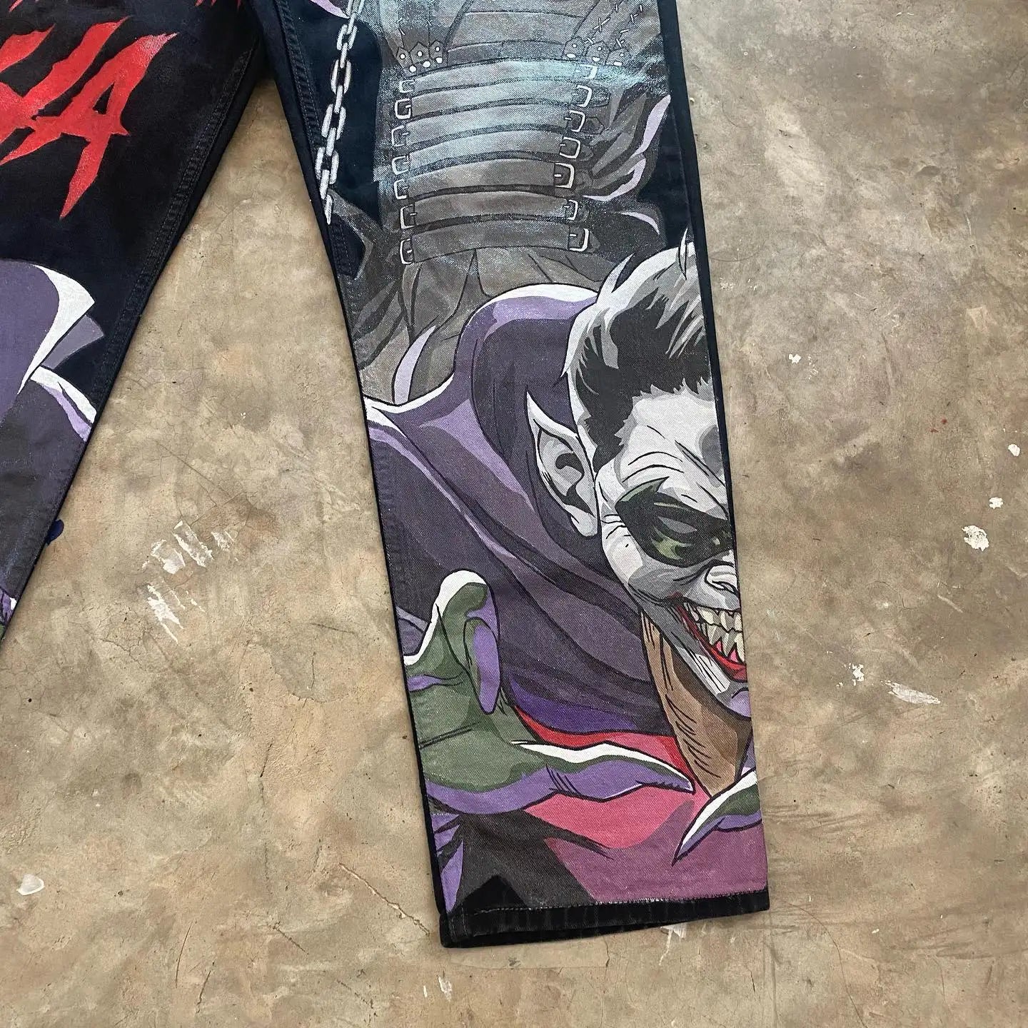 Vintage Anime Custom Print on Jeans