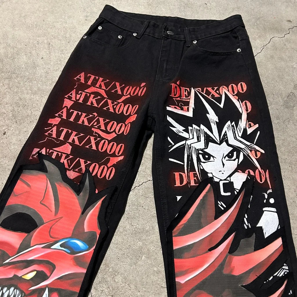 Vintage Anime Custom Print on Jeans