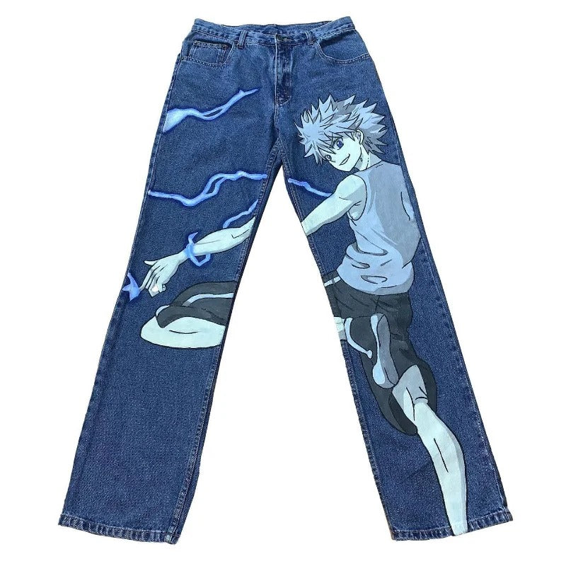 Vintage Anime Custom Print on Jeans