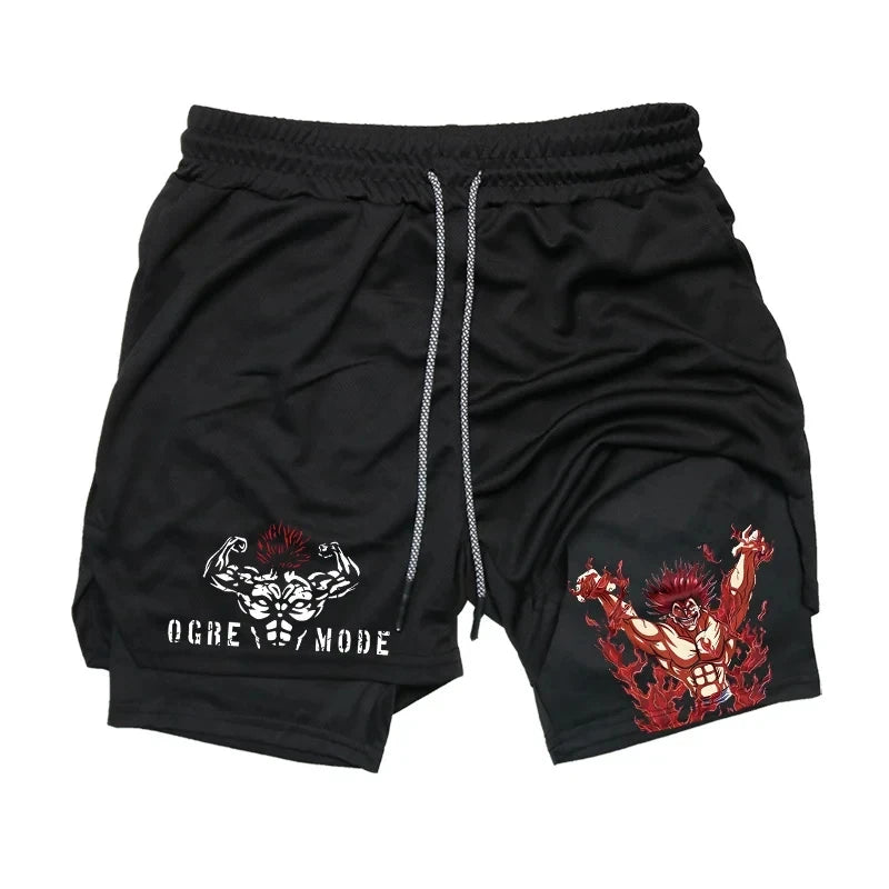 Baki Anime 2-in-1 Athletic Shorts: Quick Dry Performance