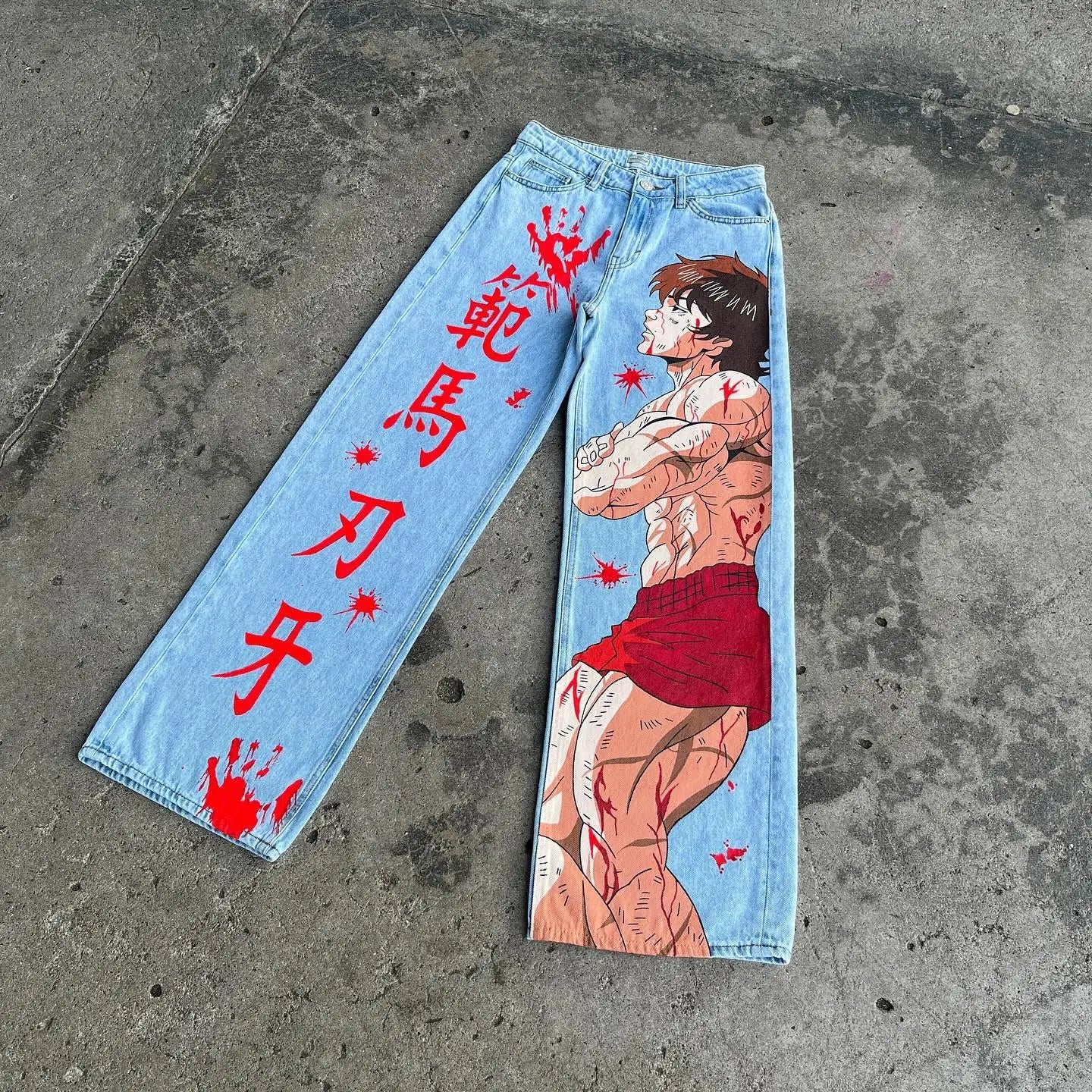 Vintage Anime Custom Print on Jeans