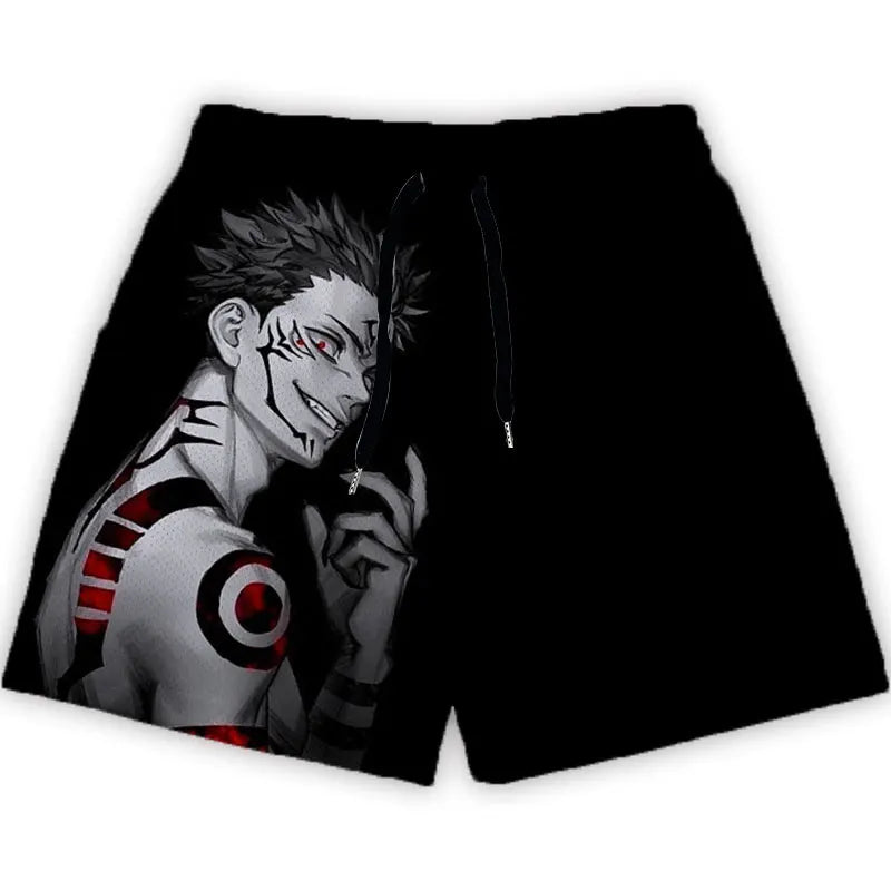 Anime-Manga-Sport-Shorts: Schnelltrocknende Mesh-Fitness-Shorts mit 3D-Druck