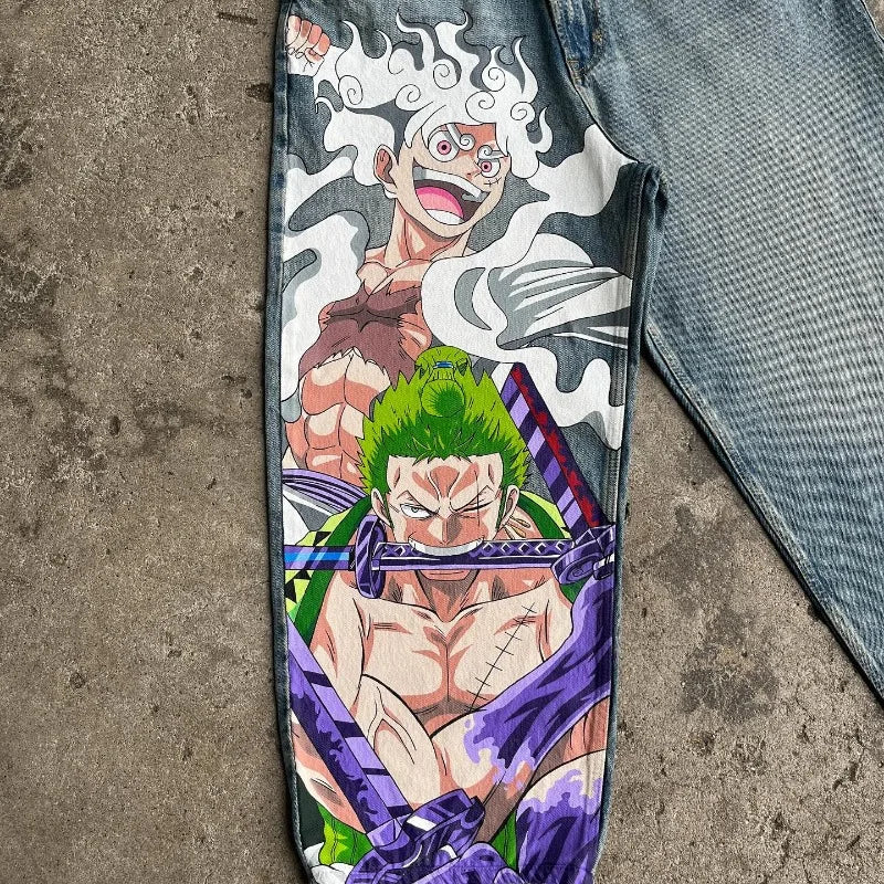 Vintage Anime Custom Print on Jeans