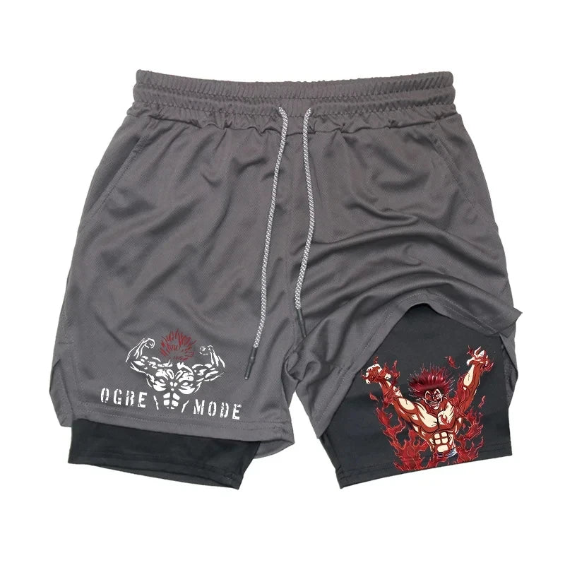 Baki Anime 2-in-1 Athletic Shorts: Quick Dry Performance