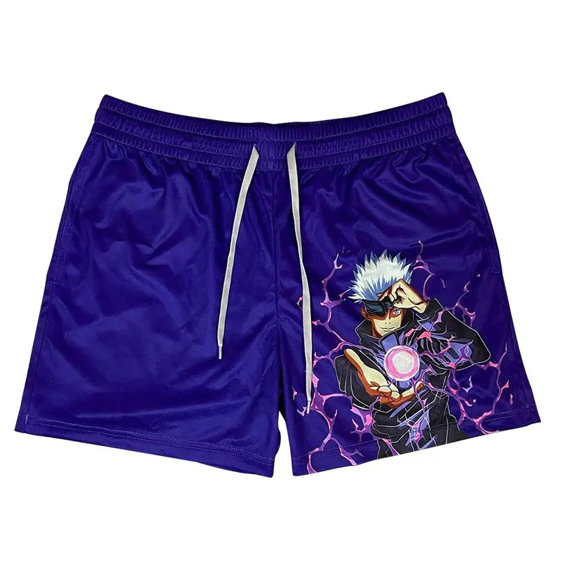 Anime Manga Sports Shorts: Quick Dry Mesh Gym Fitness Shorts with 3D Printing