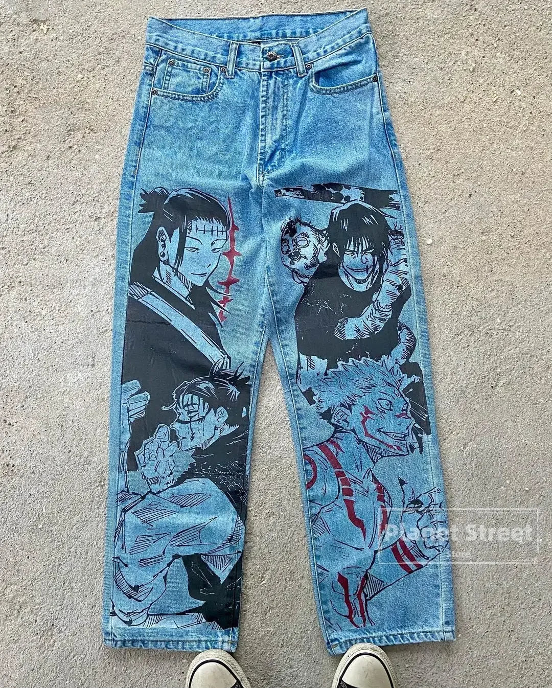 Vintage Anime Custom Print on Jeans