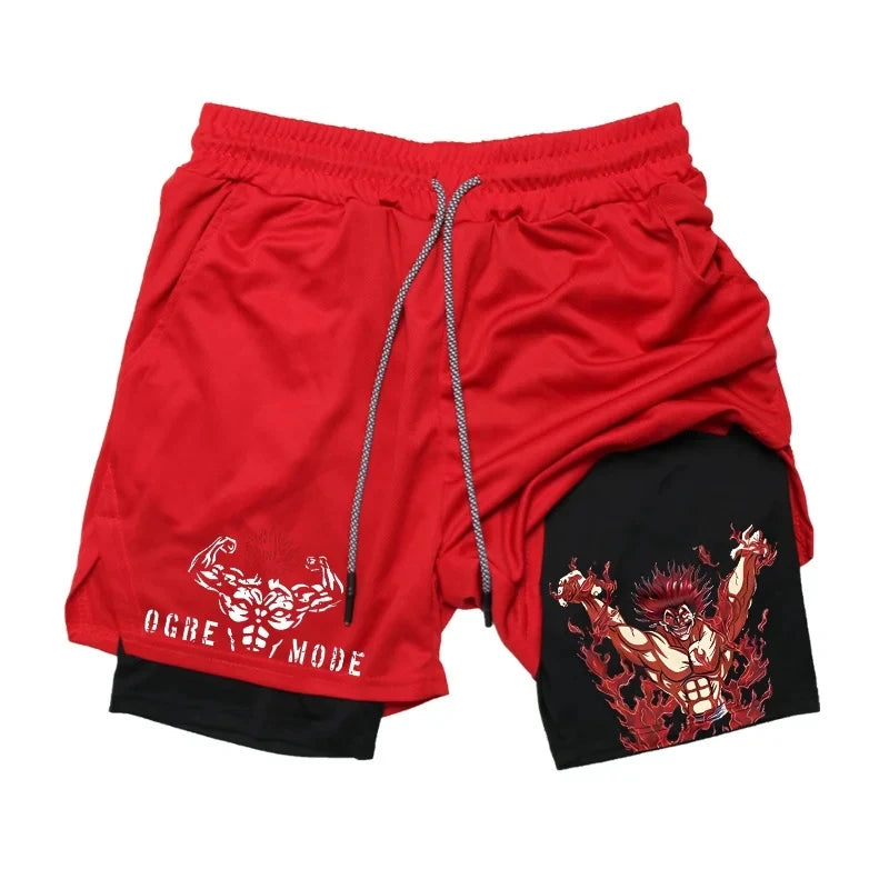 Baki Anime 2-in-1 Athletic Shorts: Quick Dry Performance