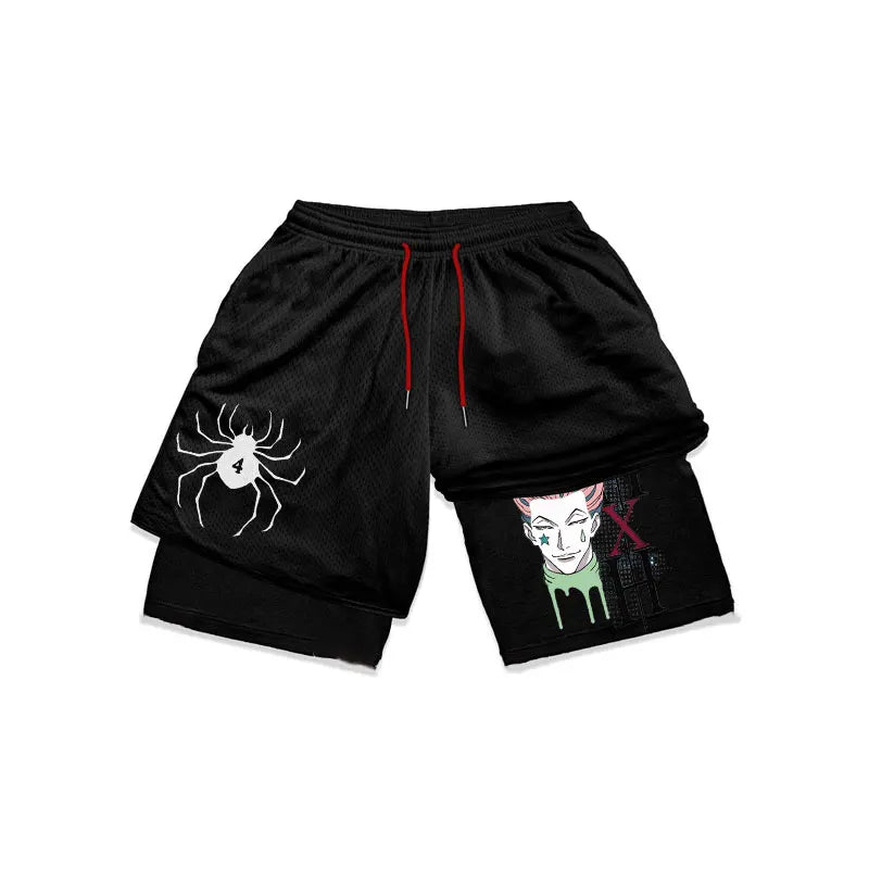 Hunter X Hunter 2-in-1 Performance Gym Shorts: Schnelltrocknendes Mesh für Fitness