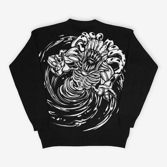 Anime Pattern Knitted Sweater: Streetwear Winter Top