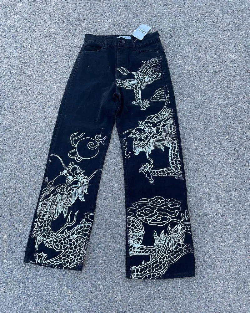 Vintage Anime Custom Print on Jeans