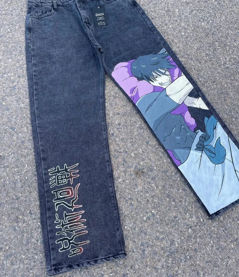 Vintage Anime Custom Print on Jeans