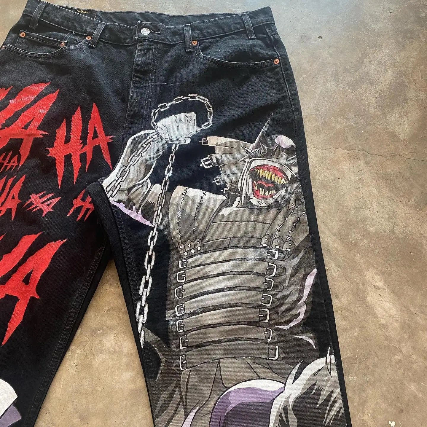 Vintage Anime Custom Print on Jeans