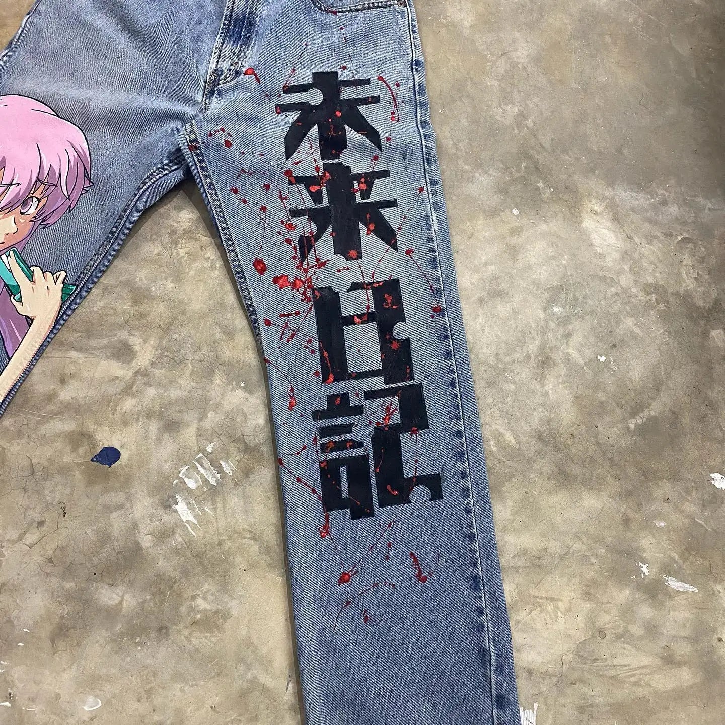 Retro Graphic Baggy Jeans: Hip Hop Anime Print Harajuku Denim Y2K Pants for Men and Women