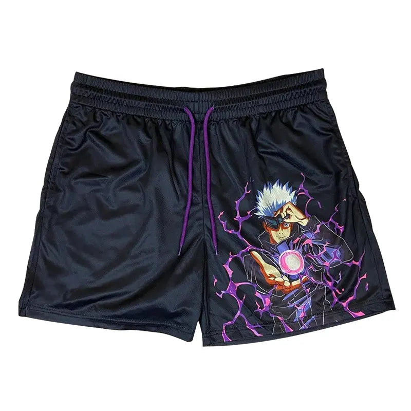 Anime Manga Sports Shorts: Quick Dry Mesh Gym Fitness Shorts with 3D Printing