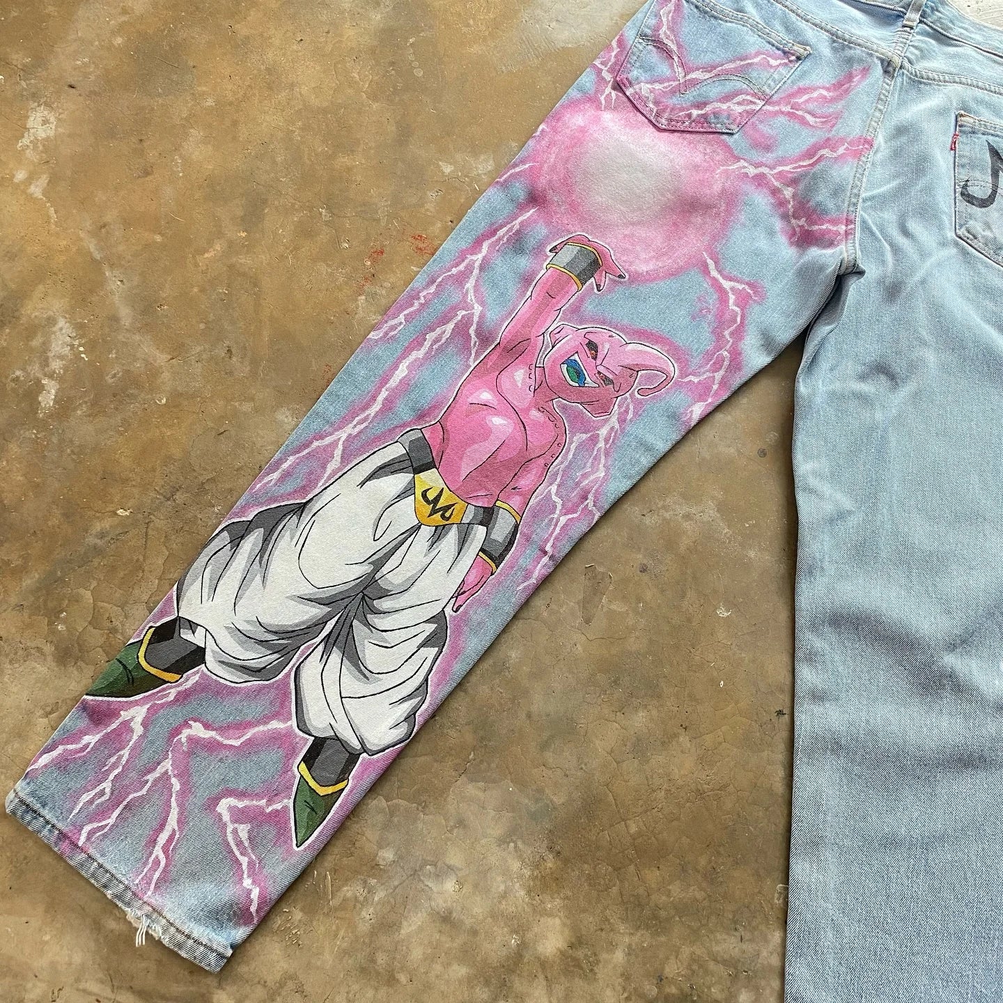 Vintage Anime Custom Print on Jeans