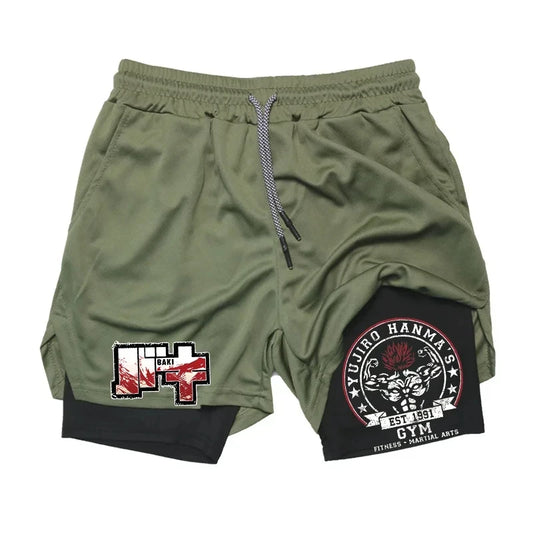 Baki Anime 2-in-1 Athletic Shorts: Quick Dry Performance