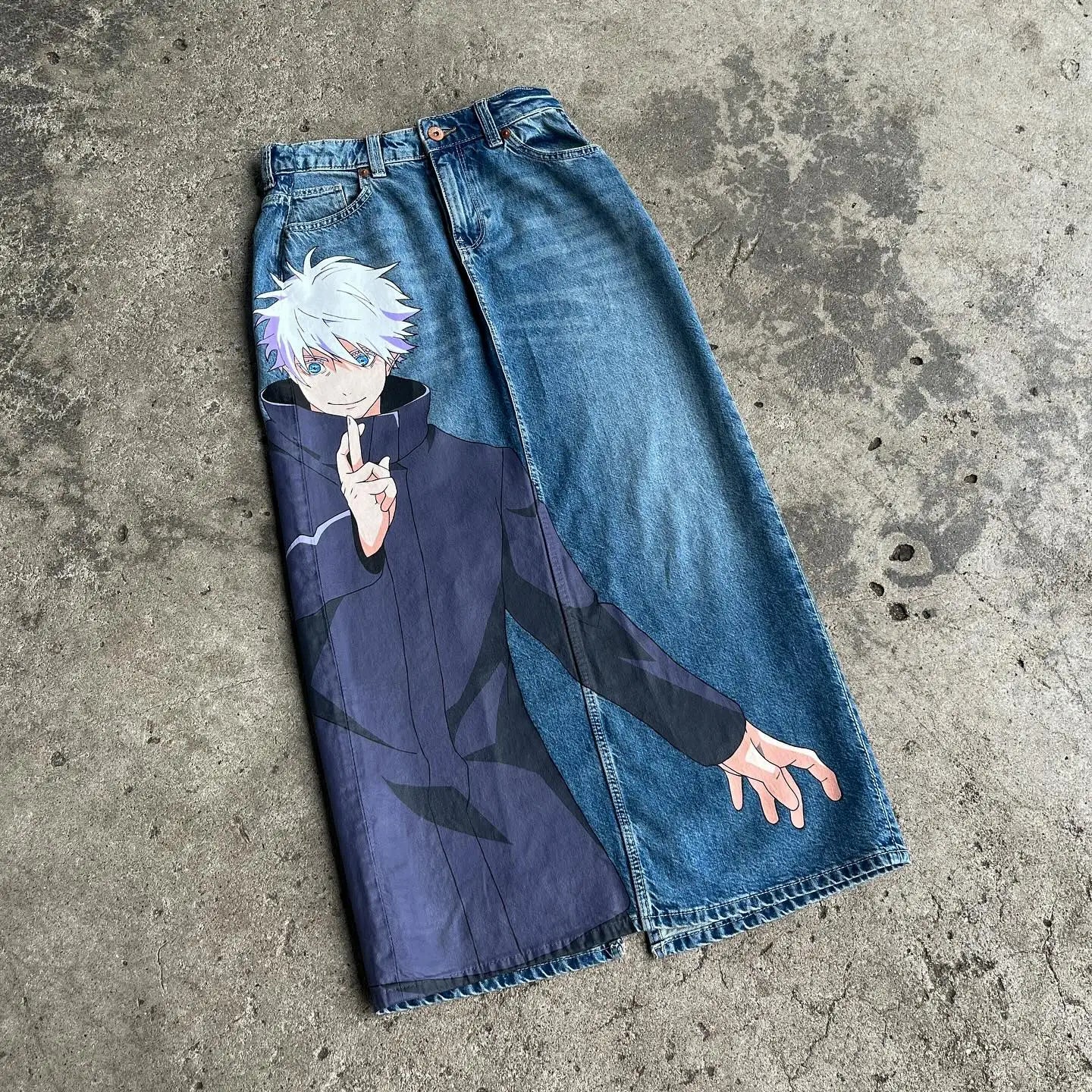 Vintage Anime Custom Print on Jeans