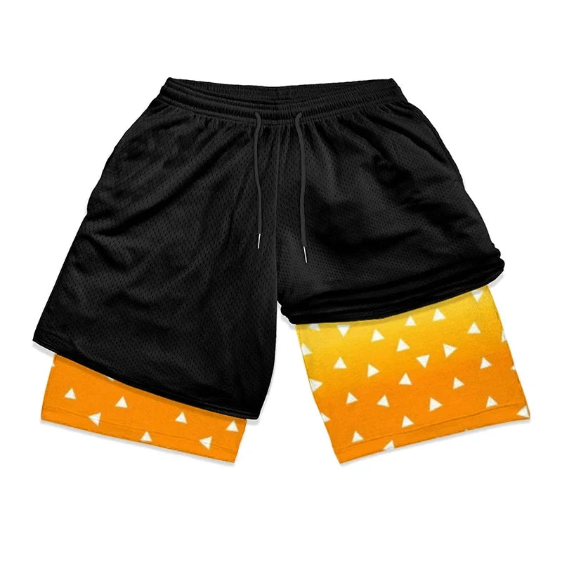 Mixed Anime Gym Shorts Workout Mesh Performance Shorts