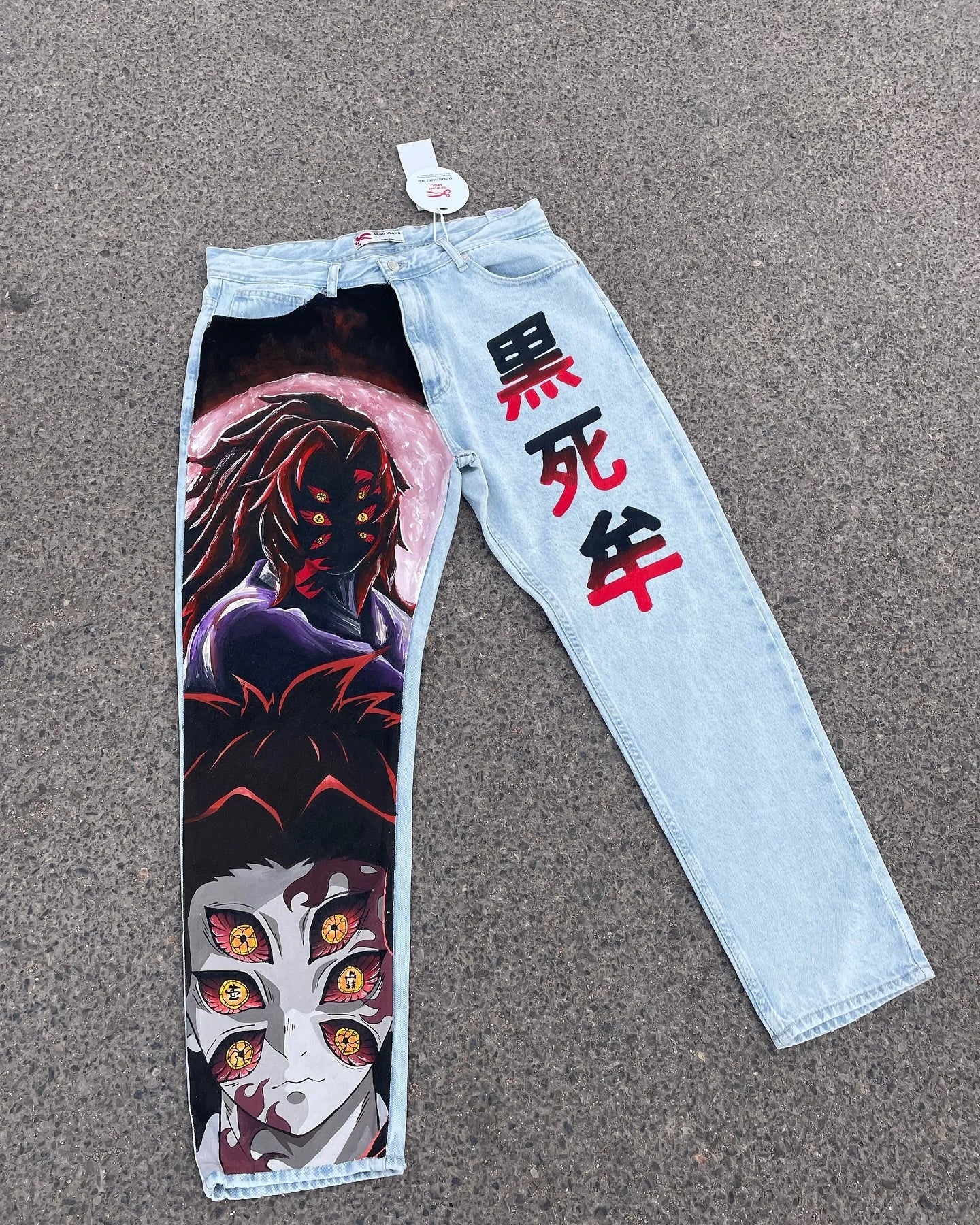 Vintage Anime Custom Print on Jeans