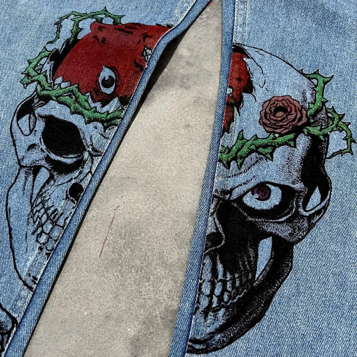 Harajuku Skull Print Denim Y2K Pants: New in 2024 for Men and Women