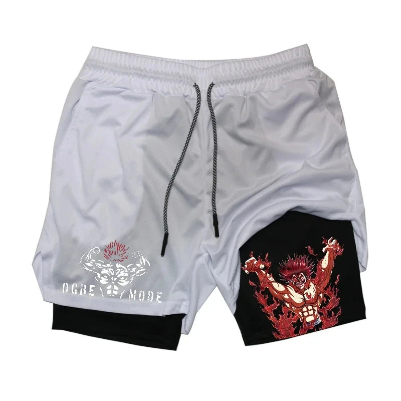 Baki Anime 2-in-1 Athletic Shorts: Quick Dry Performance