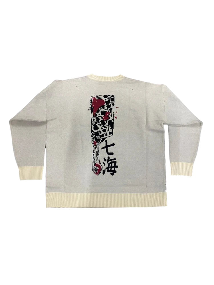 Anime-Inspired Knitted Sweater: Street Punk Tops for Men and Women