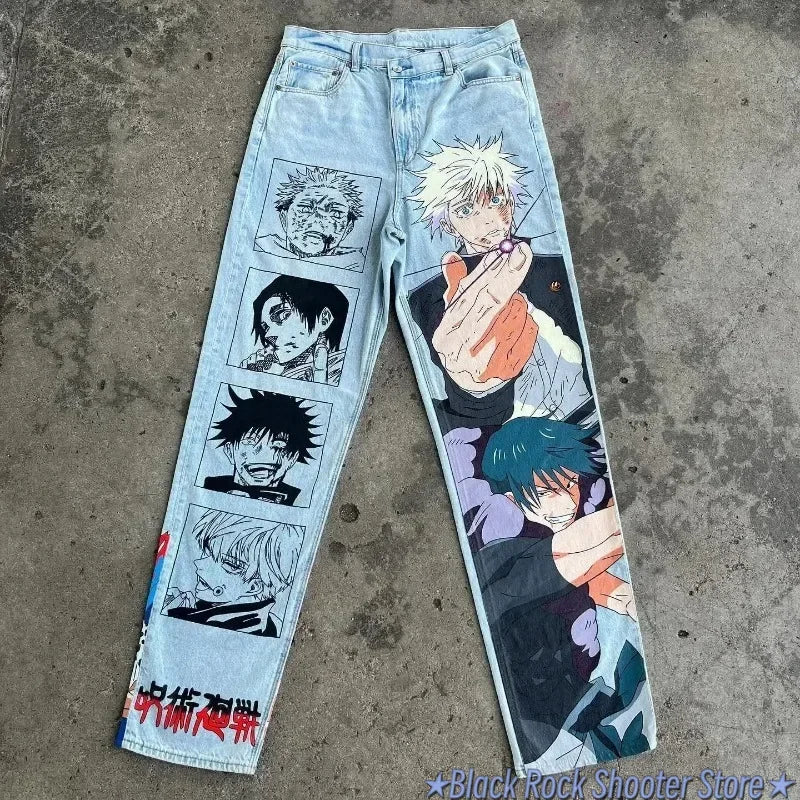 Vintage Anime Custom Print on Jeans