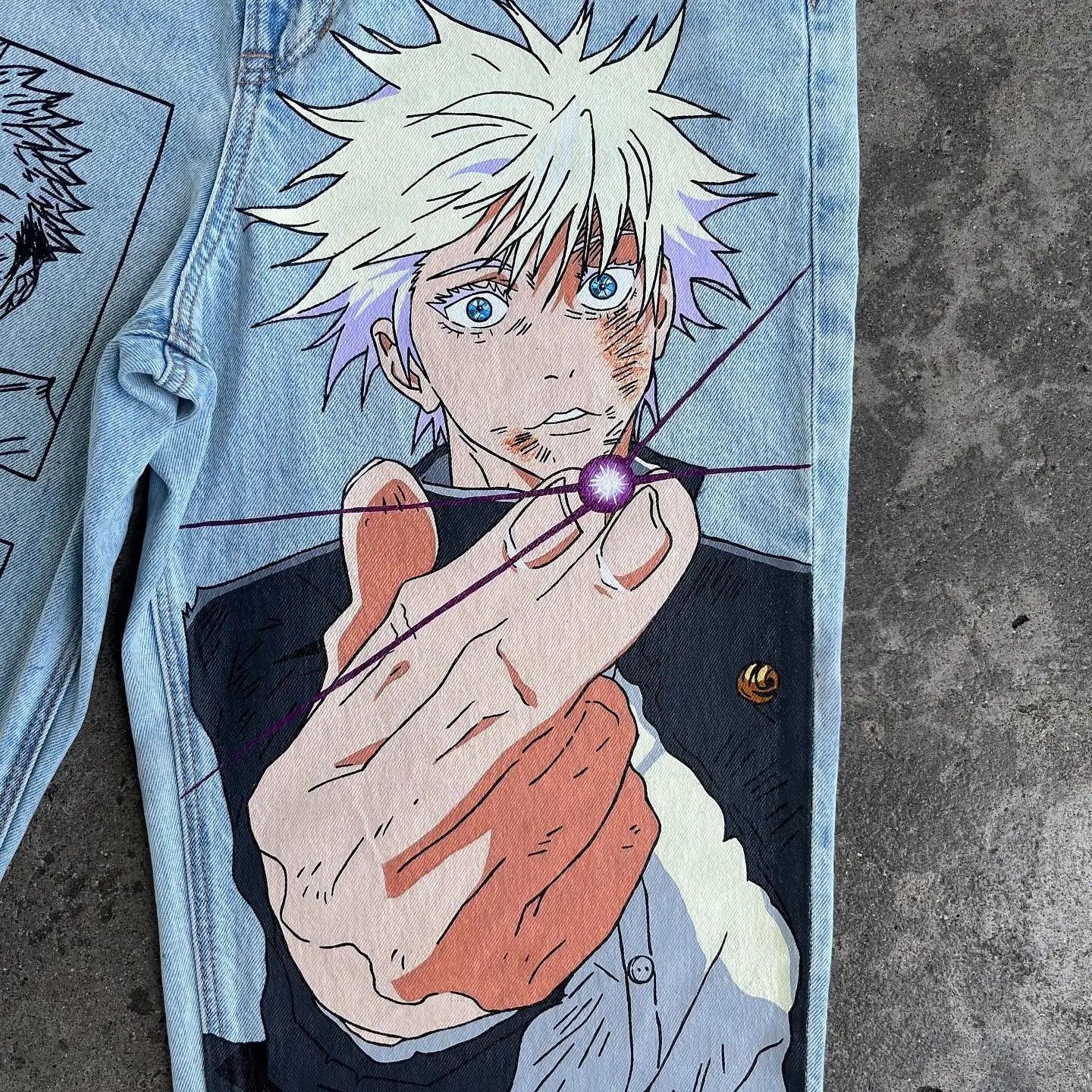 Vintage Anime Custom Print on Jeans