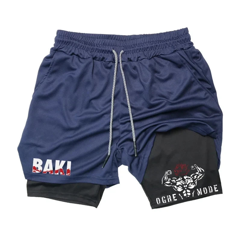 Baki Anime 2-in-1 Athletic Shorts: Quick Dry Performance