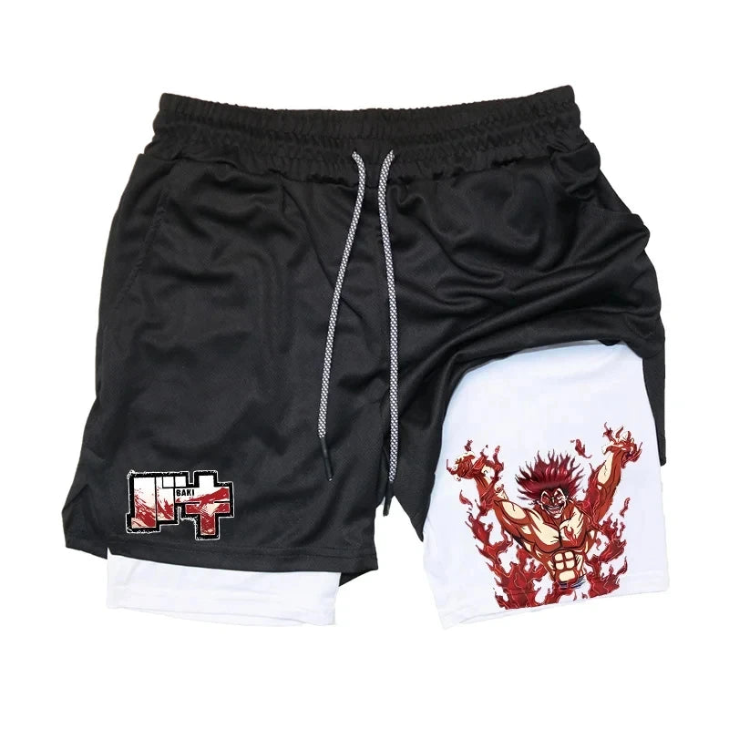 Baki Anime 2-in-1 Athletic Shorts: Quick Dry Performance