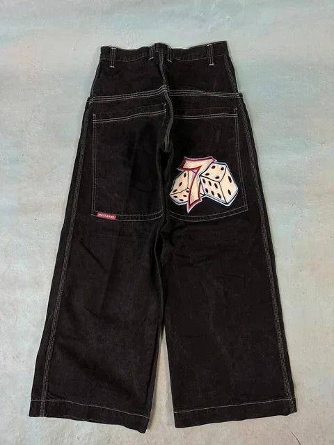 Hip Hop Death Anime Graphic Baggy Jeans: Harajuku Denim Y2K Pants for Men and Women