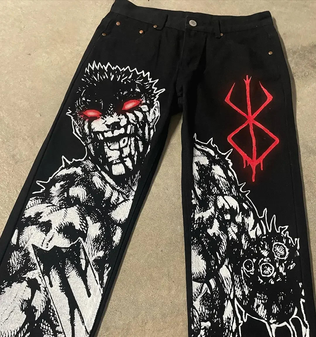 Vintage Anime Custom Print on Jeans