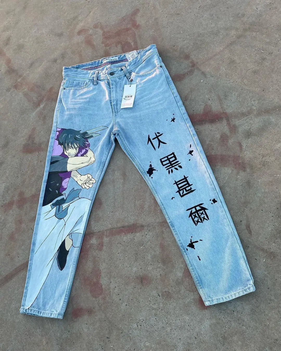 Vintage Anime Custom Print on Jeans