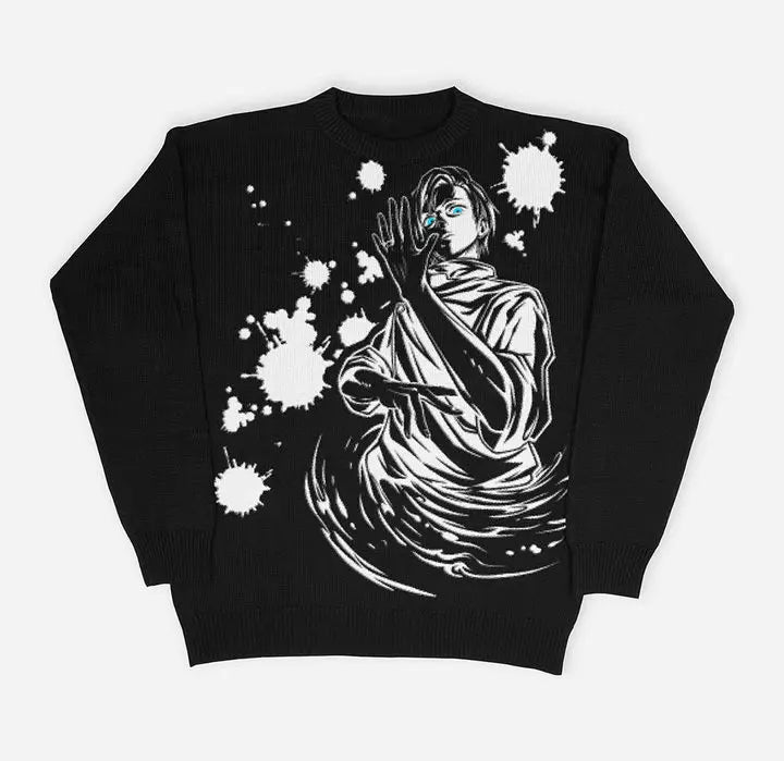 Anime Pattern Knitted Sweater: Streetwear Winter Top