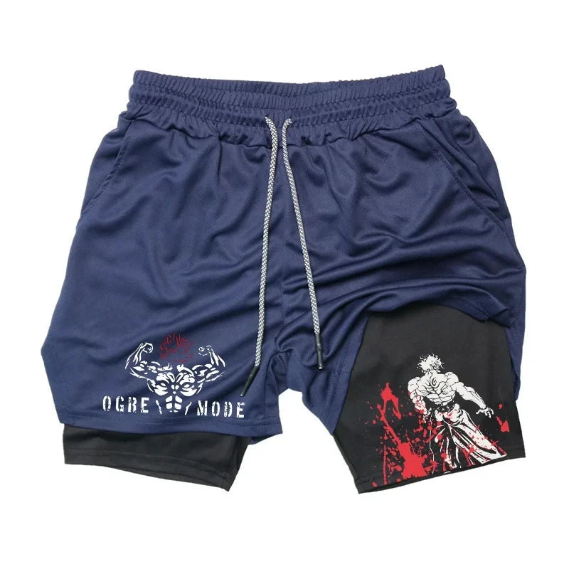 Baki Anime 2-in-1 Athletic Shorts: Quick Dry Performance