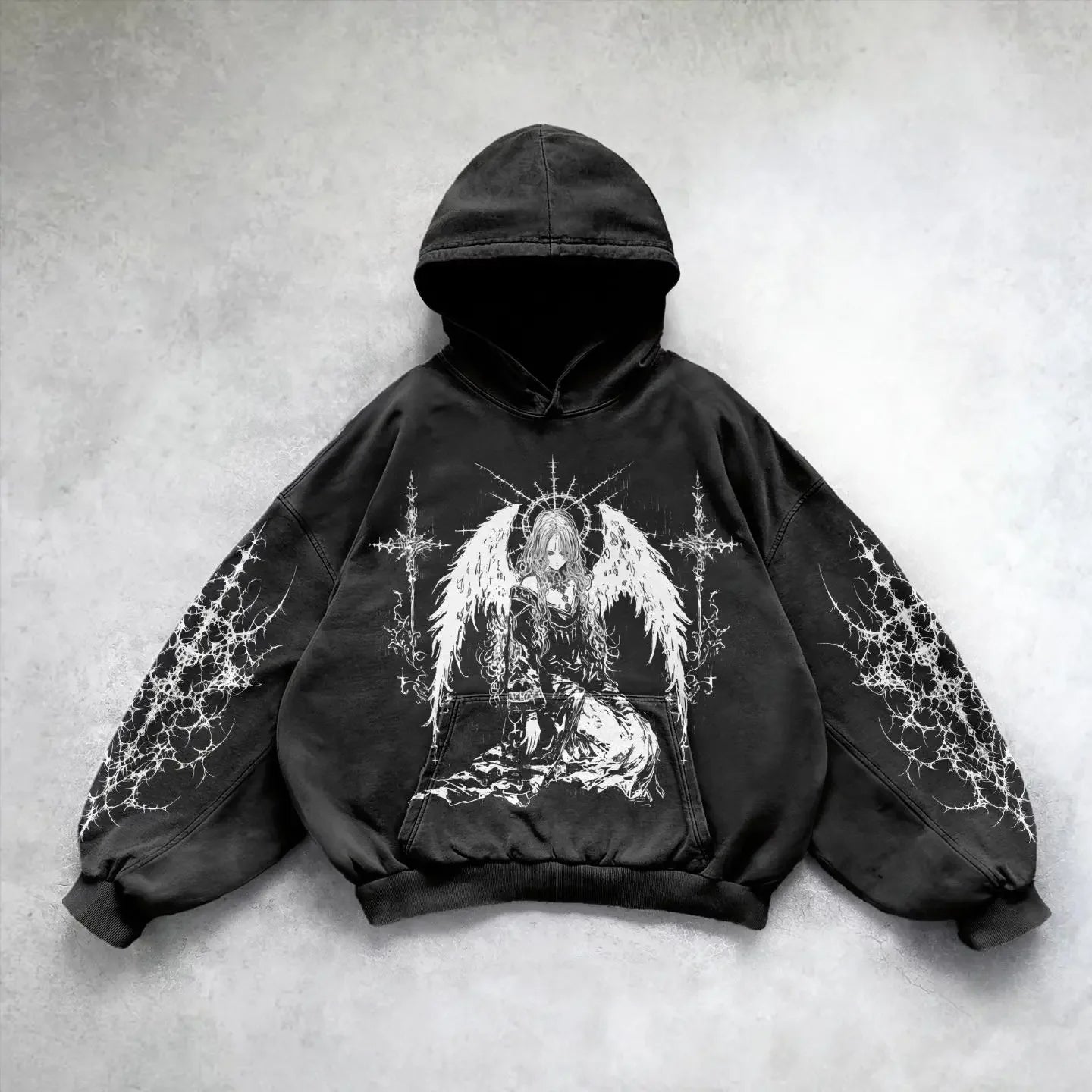 Gothic Streetwear Sweatshirt: Oversized Hoodie with Girl Print