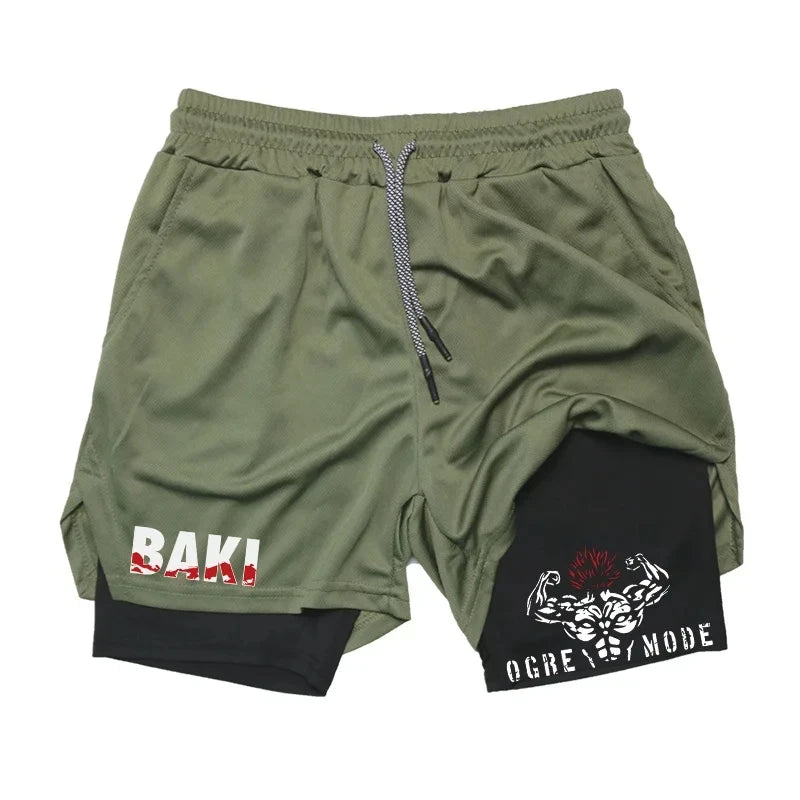 Baki Anime 2-in-1 Athletic Shorts: Quick Dry Performance