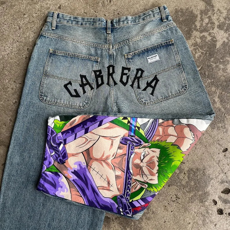 Vintage Anime Custom Print on Jeans