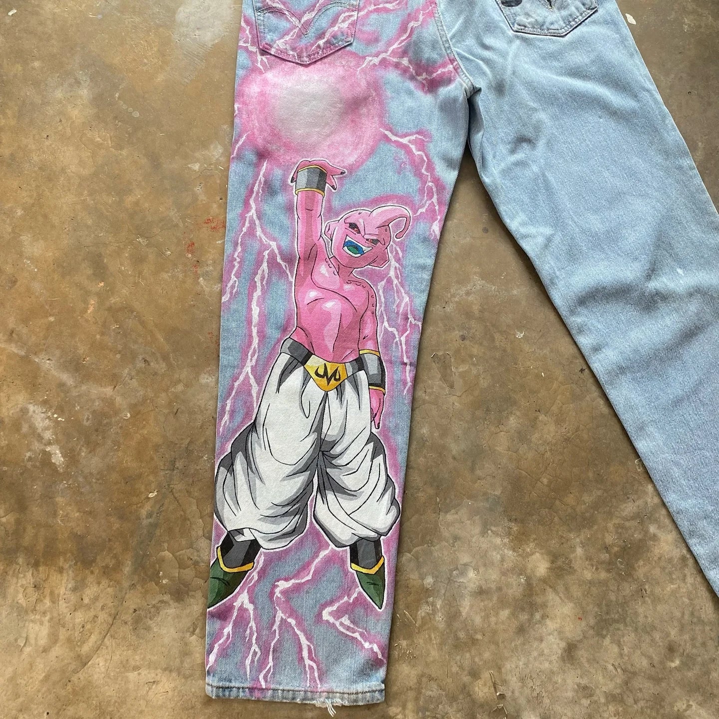 Vintage Anime Custom Print on Jeans