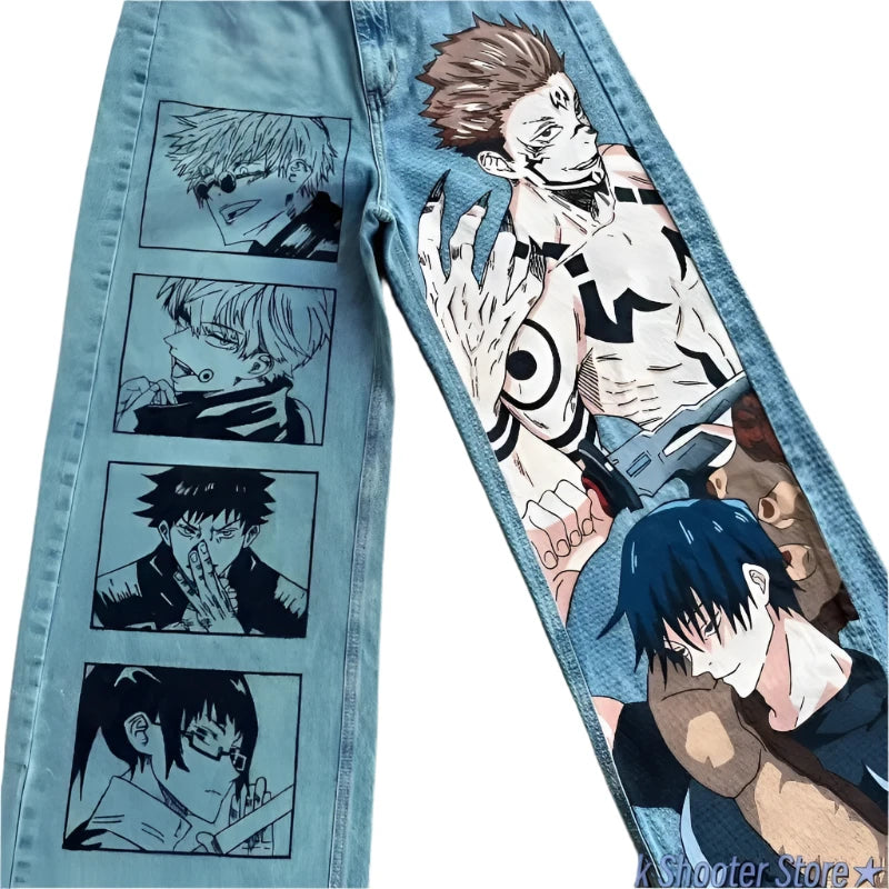 Vintage Anime Custom Print on Jeans