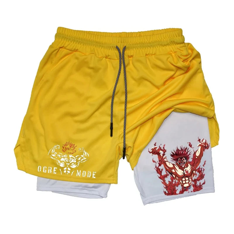 Baki Anime 2-in-1 Athletic Shorts: Quick Dry Performance