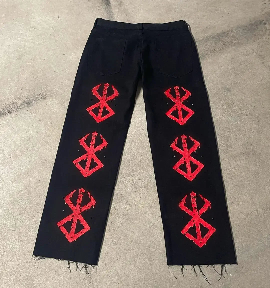 Vintage Anime Custom Print on Jeans