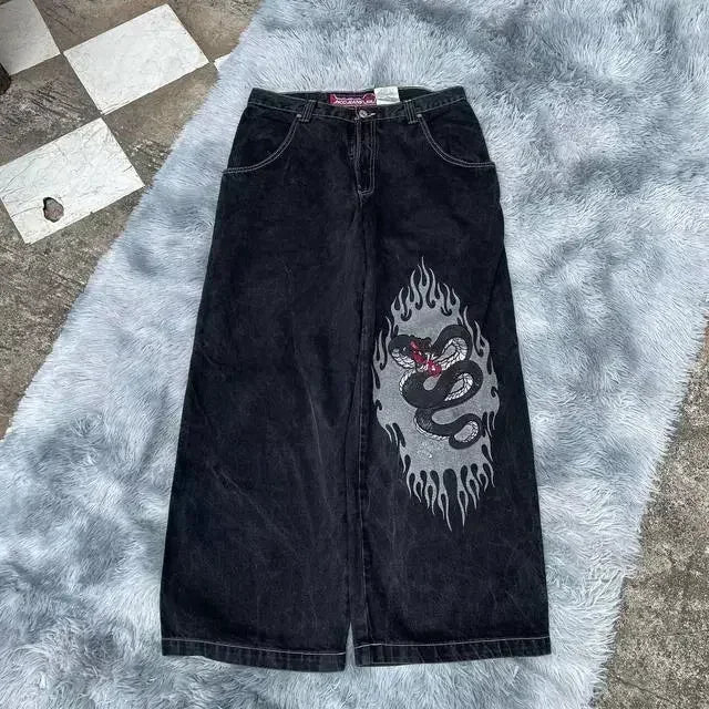 Hip Hop Death Anime Graphic Baggy Jeans: Harajuku Denim Y2K Pants for Men and Women