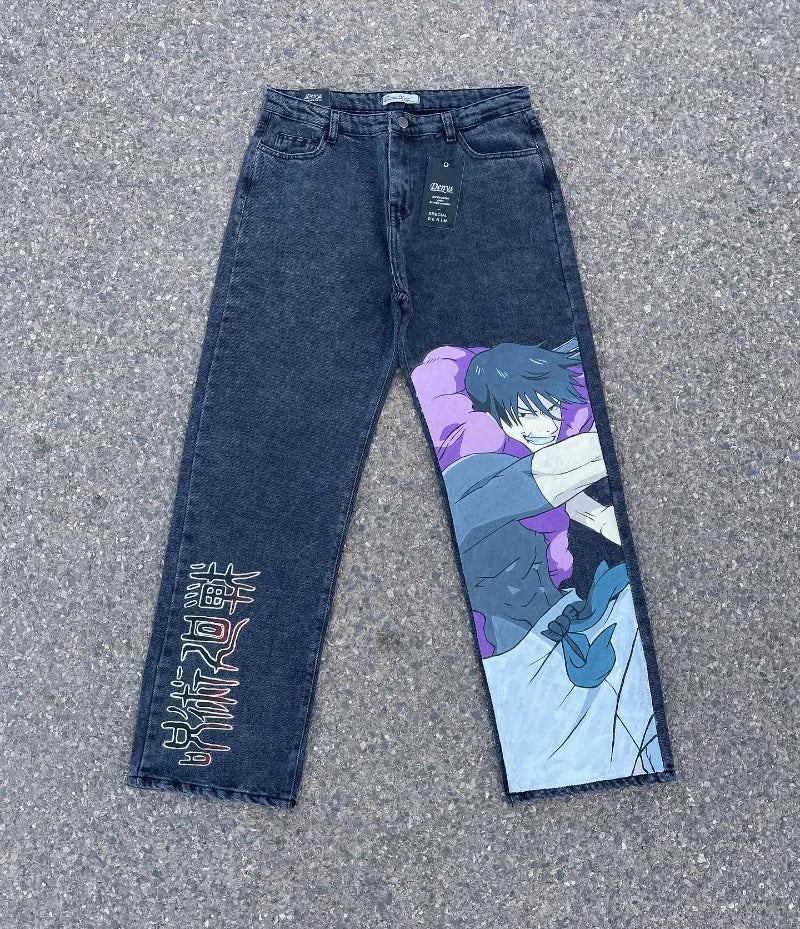 Vintage Anime Custom Print on Jeans