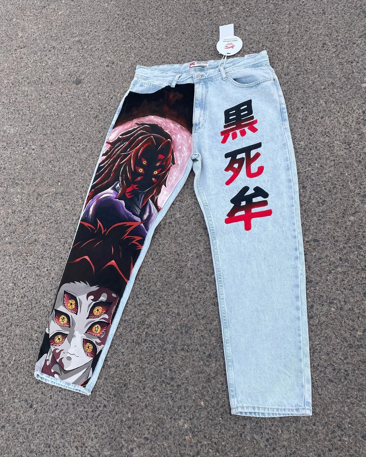 Vintage Anime Custom Print on Jeans