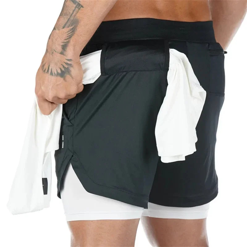 Performance Fusion: Men's 2 in 1 Running Shorts for Summer Workouts.