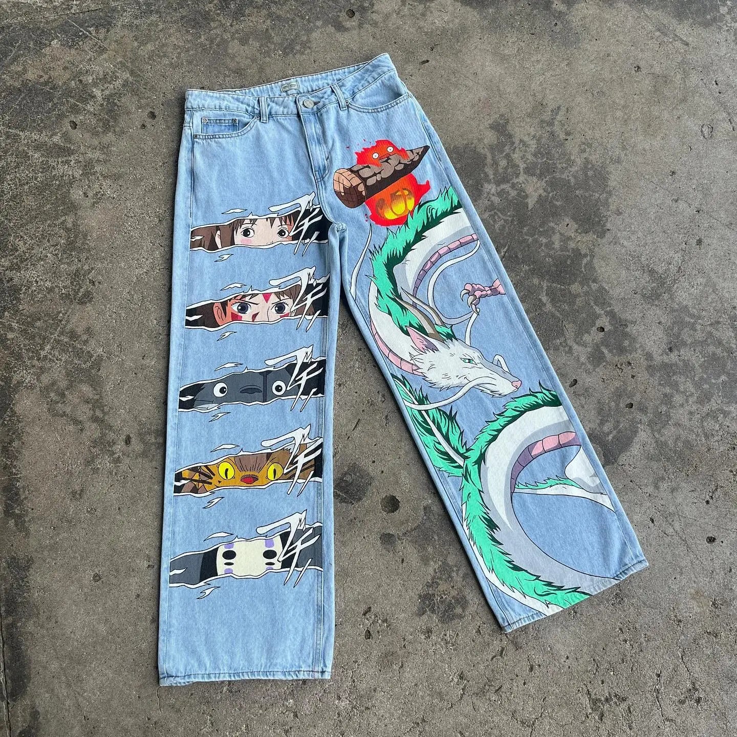 Vintage Anime Custom Print on Jeans