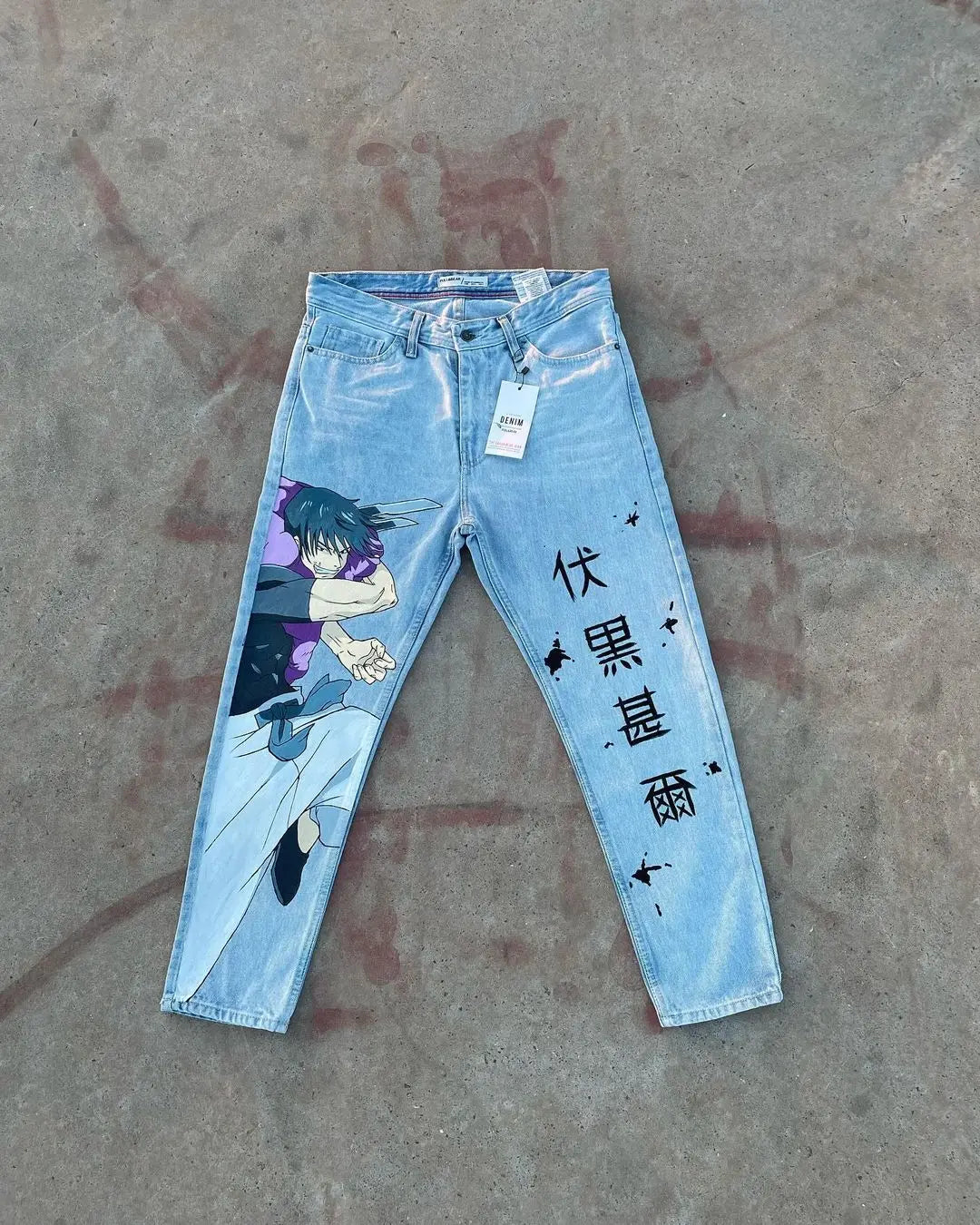 Vintage Anime Custom Print on Jeans