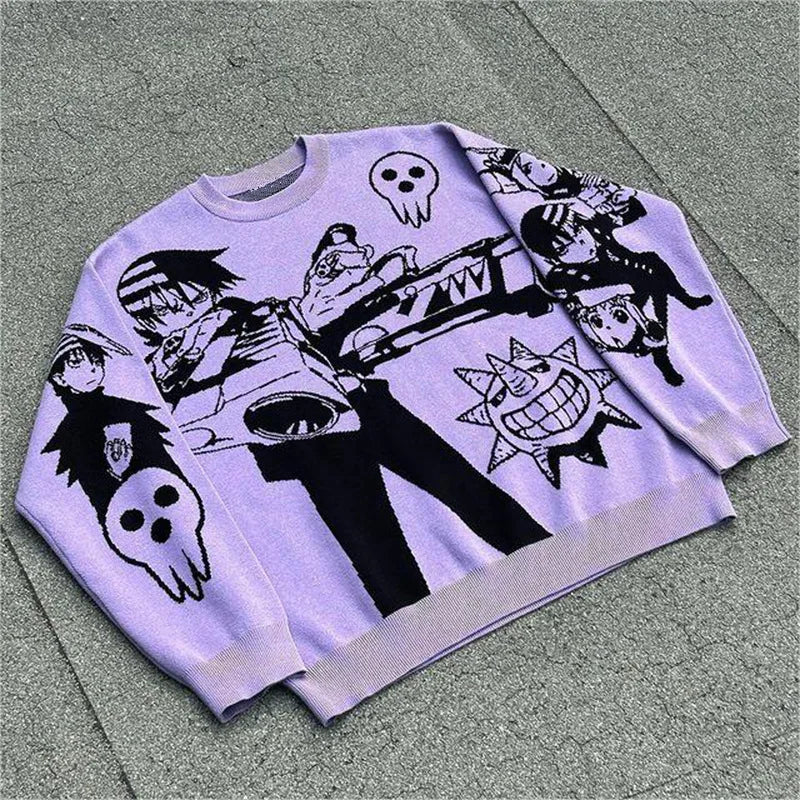 Harajuku Fashion Paar Pullover: Retro Gothic Taillierte Oberteile