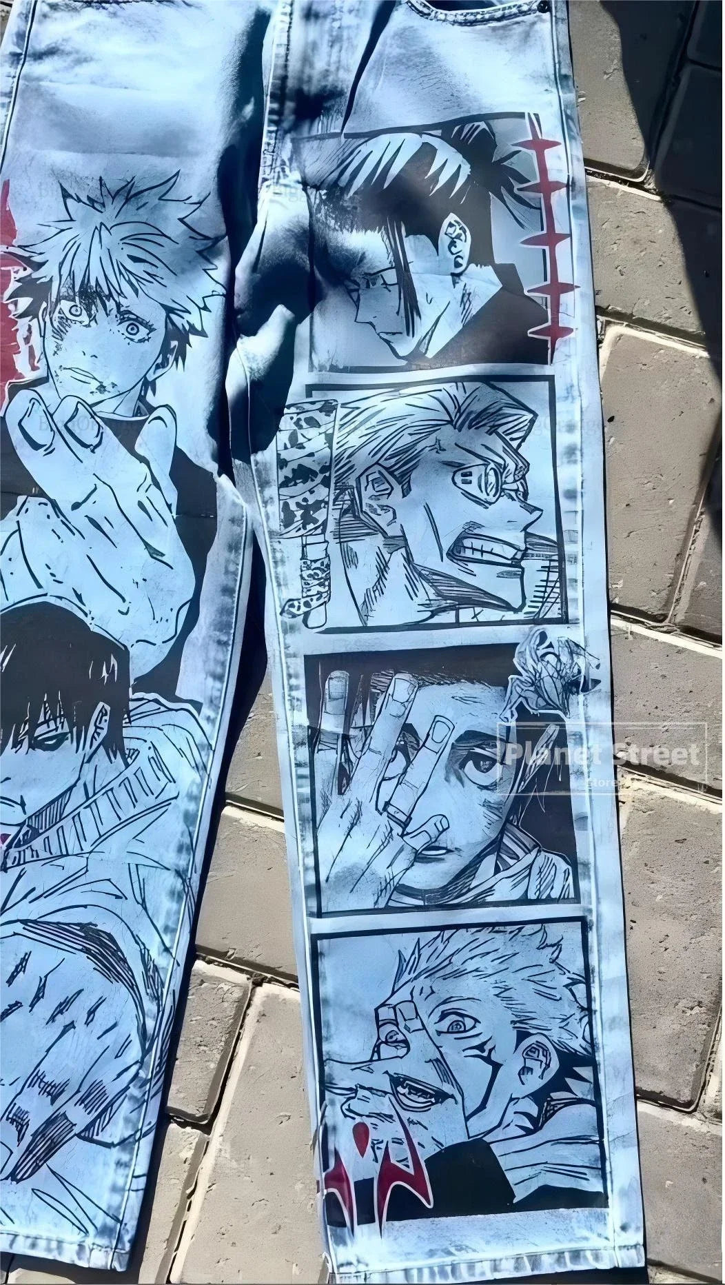 Vintage Anime Custom Print on Jeans